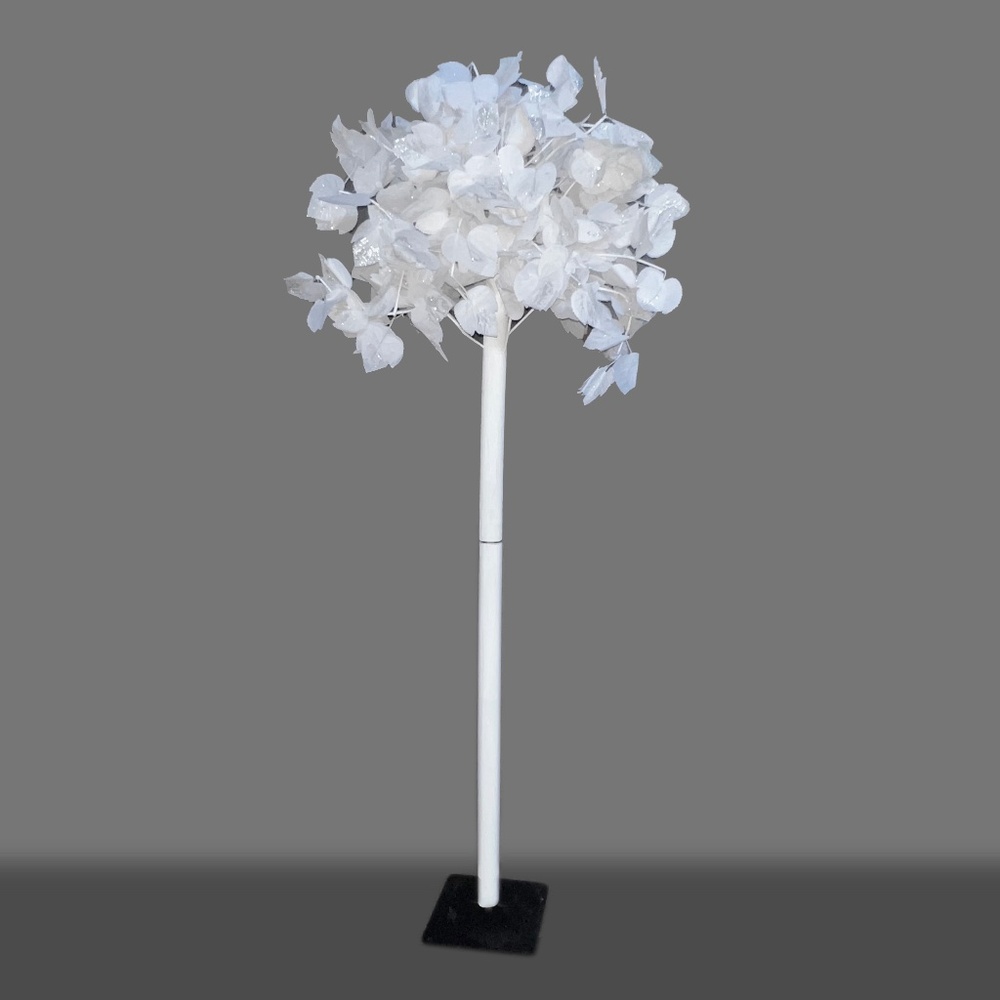 4' White Leaf Spray on Pedestal